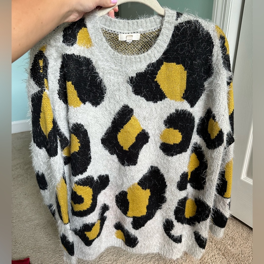 Cheetah Print Sweater Green Black